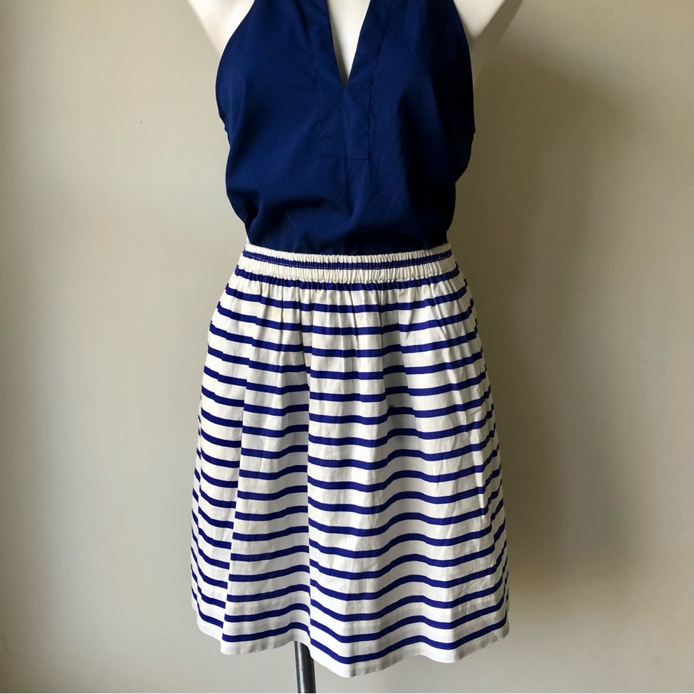 ๐ผ J. Crew Pull On Pocket Skirt in Blue & White Nautical Stripe, 4 - Picture 4 of 8